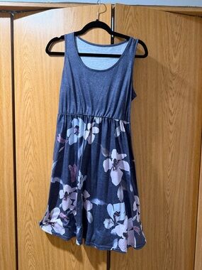 SHEIN Navy Floral Sleeveless Casual Dress